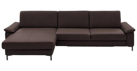 ECKSOFA in Echtleder Dunkelbraun 176/334 cm - Dunkelbraun/Schwarz, Design, Leder/Metall (176/334cm) - Dieter Knoll