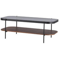 COUCHTISCH in Metall, Glas, Holzwerkstoff  - Eichefarben/Schwarz, Design, Glas/Holzwerkstoff (120/43/58cm) - MID.YOU