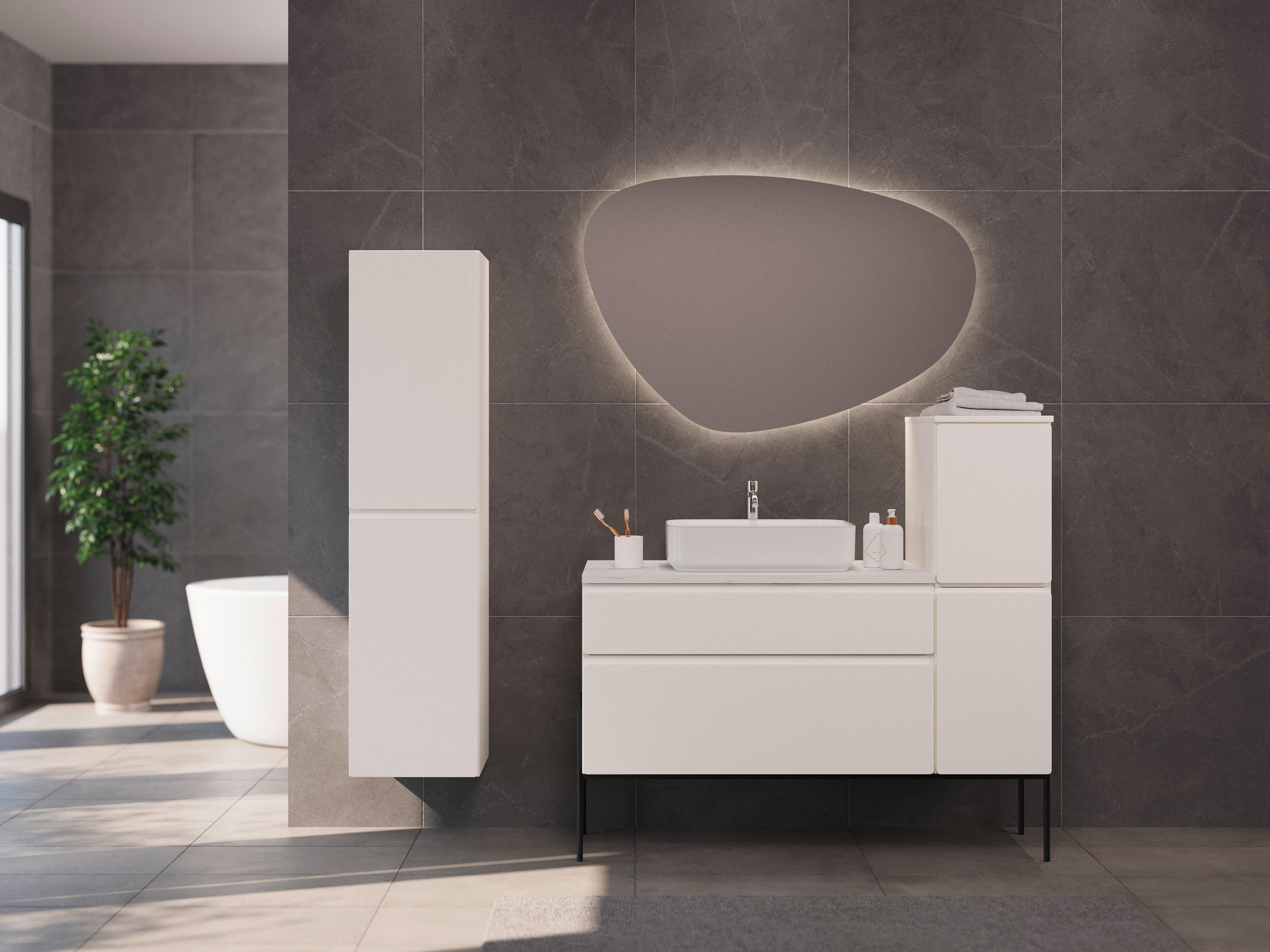WASCHBECKENUNTERSCHRANK 90/55/47 cm - Creme/Weiß, MODERN, Holzwerkstoff (90/55/47cm) - Welnova