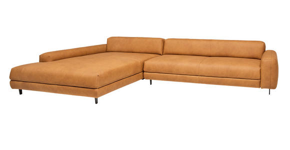 ECKSOFA  in Echtleder Hellbraun  225/355 cm  - Hellbraun/Anthrazit, Design, Leder/Metall (225/355cm) - Johann Jakob
