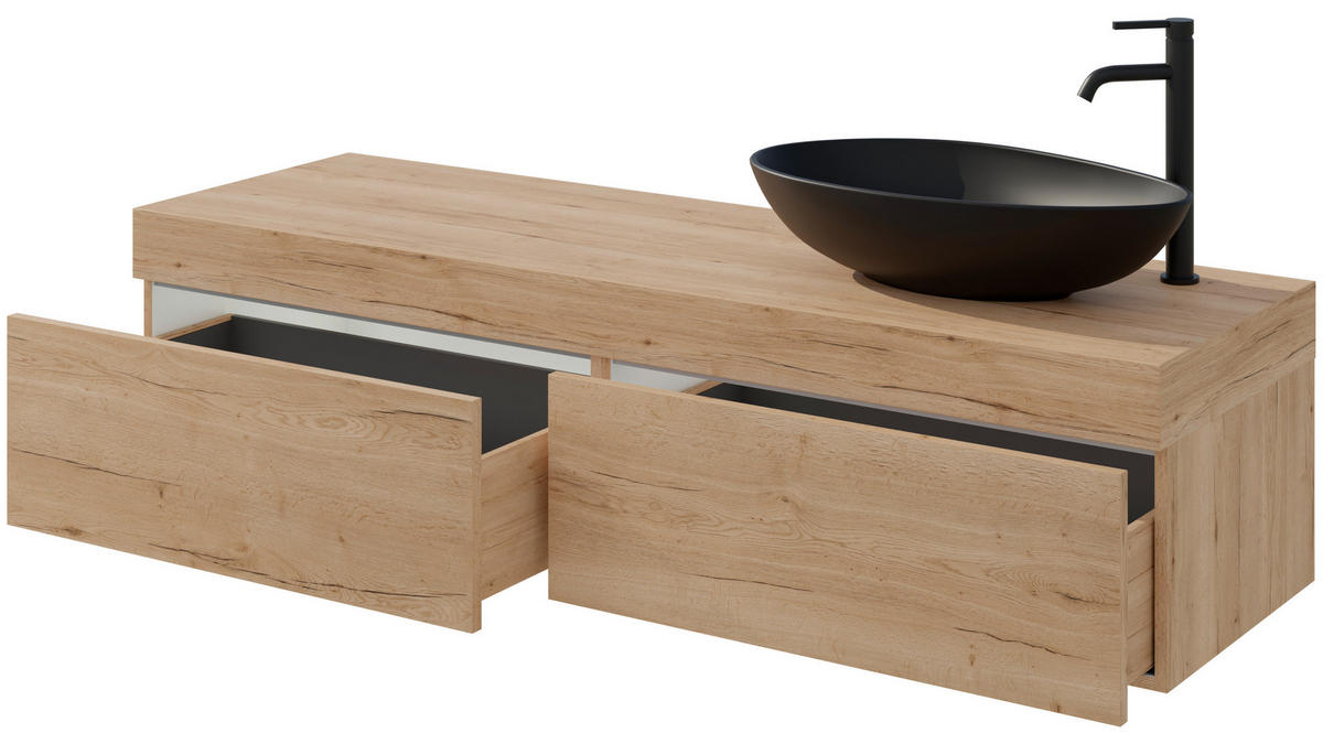 WASCHTISCHKOMBI 160 cm  - Eichefarben/Schwarz, MODERN, Keramik/Holzwerkstoff (160cm) - Celina Home