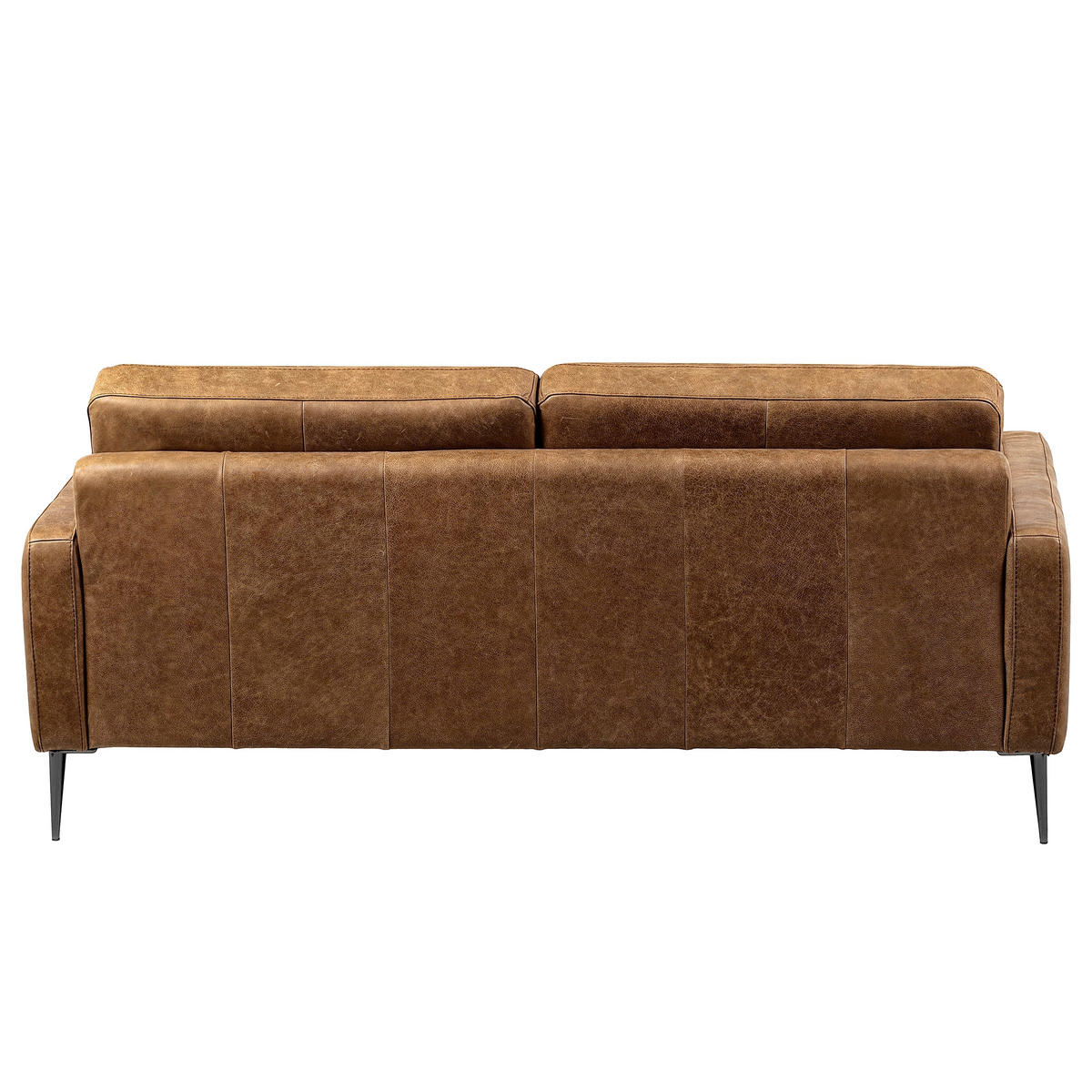 2-SITZER-SOFA SPRING in Lederlook Echtleder Cognac  - Cognac/Schwarzchrom, Design, Leder/Textil (157/85/92cm) - Livetastic