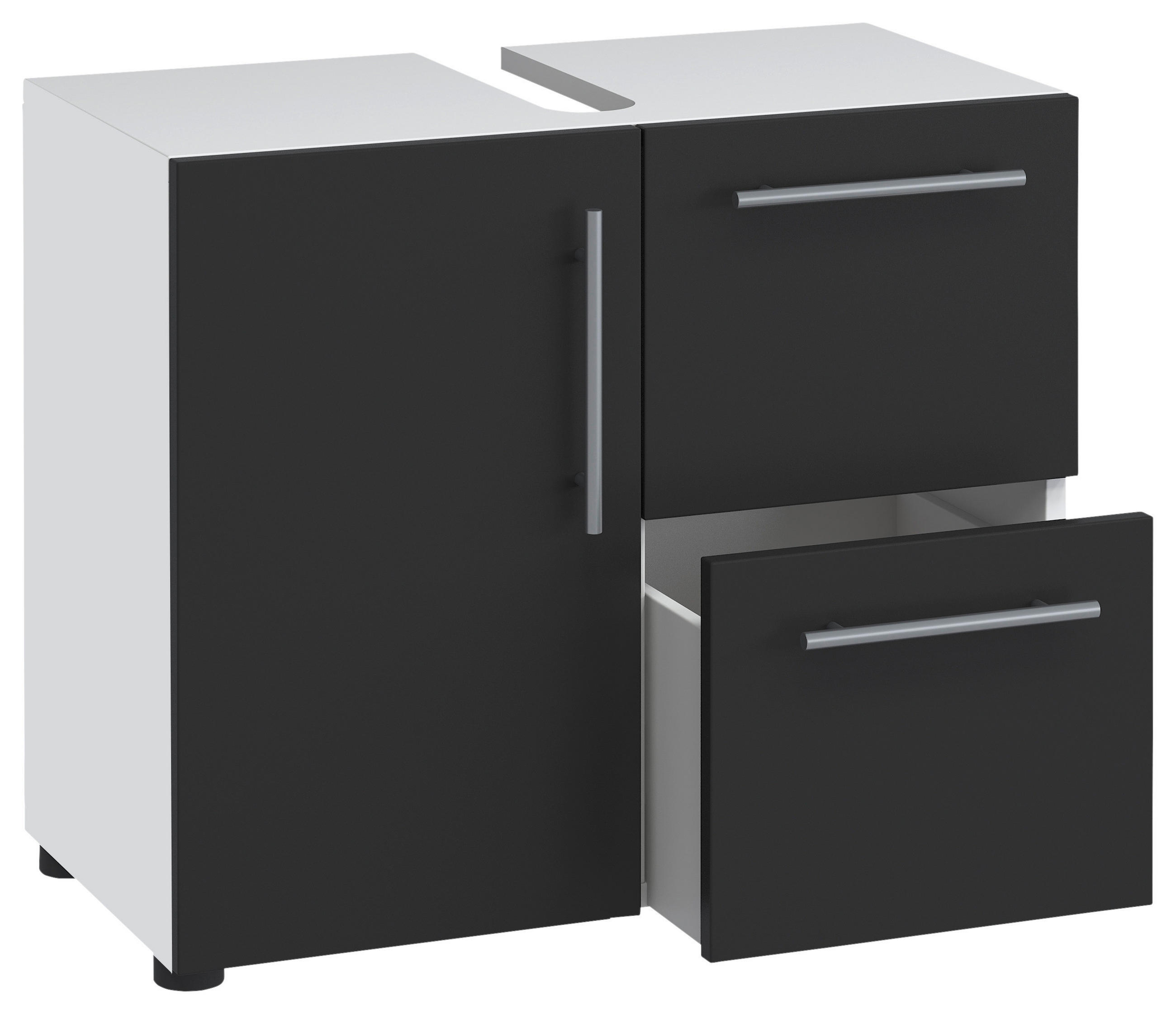 WASCHBECKENUNTERSCHRANK 61/51/32 cm  - Silberfarben/Schwarz, KONVENTIONELL, Holzwerkstoff/Kunststoff (61/51/32cm) - MID.YOU