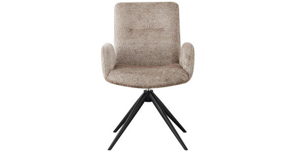 ARMLEHNSTUHL in Eisen Webstoff - Taupe/Schwarz, Design, Textil/Metall (57/90/64cm) - Novel