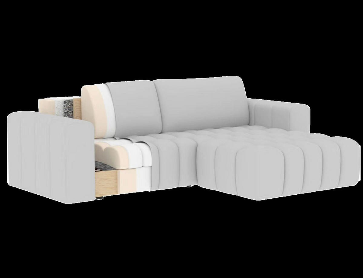 ECKSOFA BONETT in Samt Hellgrau  250/175 cm  - Hellgrau/Schwarz, Design, Kunststoff/Textil (250/175cm) - MID.YOU