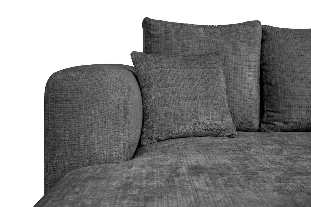 ECKSOFA Dunkelgrau Chenille Zierkissen, Rückenkissen, Rücken echt  - Dunkelgrau/Schwarz, MODERN, Kunststoff/Textil (188/276cm) - Milino