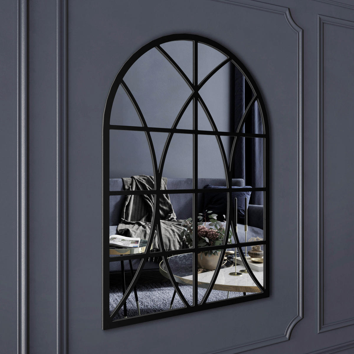 DEKOSPIEGEL  69/95 cm   in Freiform  - Schwarz, Basics, Glas/Holz (69/95cm)