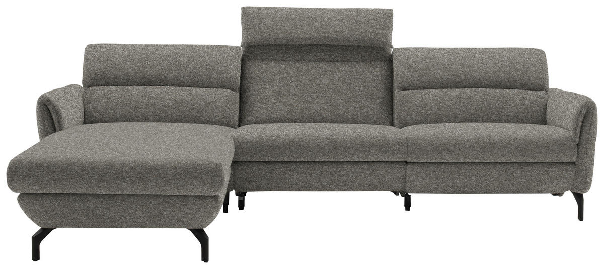 ECKSOFA in Chenille Greige  187/299 cm  - Greige/Schwarz, Design, Textil/Metall (187/299cm) - Schöner Wohnen