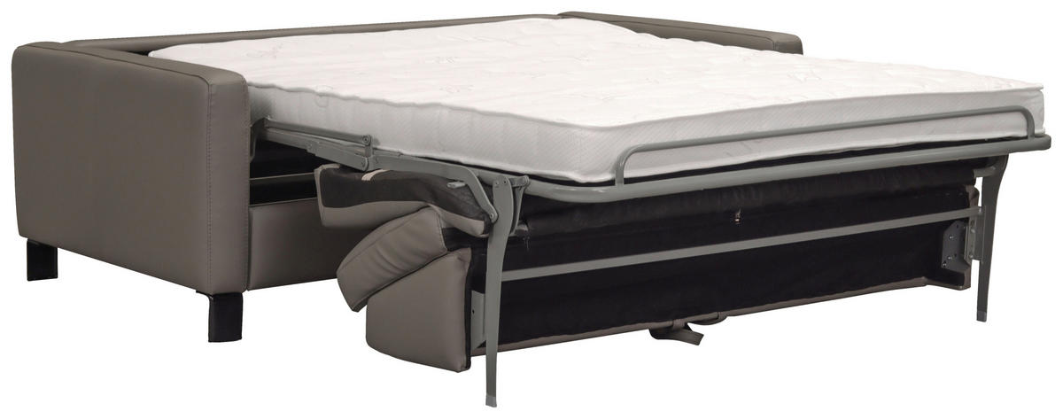 SCHLAFSOFA in Leder Schlammfarben  - Schlammfarben/Schwarz, Konventionell, Leder/Metall (190/87/100cm) - Celina Home