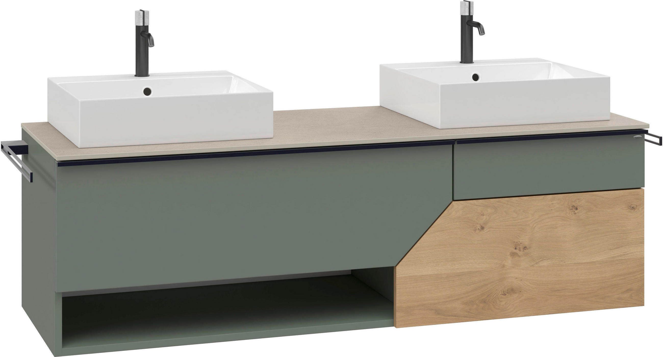 WASCHTISCHKOMBI 160 cm  - Eichefarben/Schwarz, LIFESTYLE, Holz/Keramik (160cm) - Voglauer