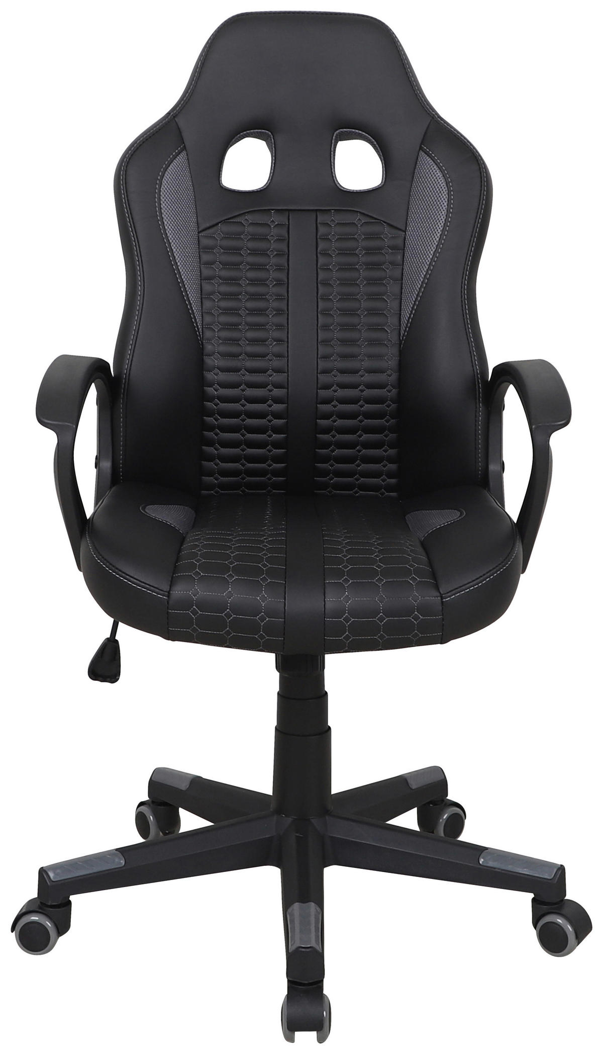 HERNÍ ŽIDLE, vzhled kůže, síťovina, šedá, černá - šedá/černá, Moderní, textil/plast (56/104-113/64cm) - MID.YOU