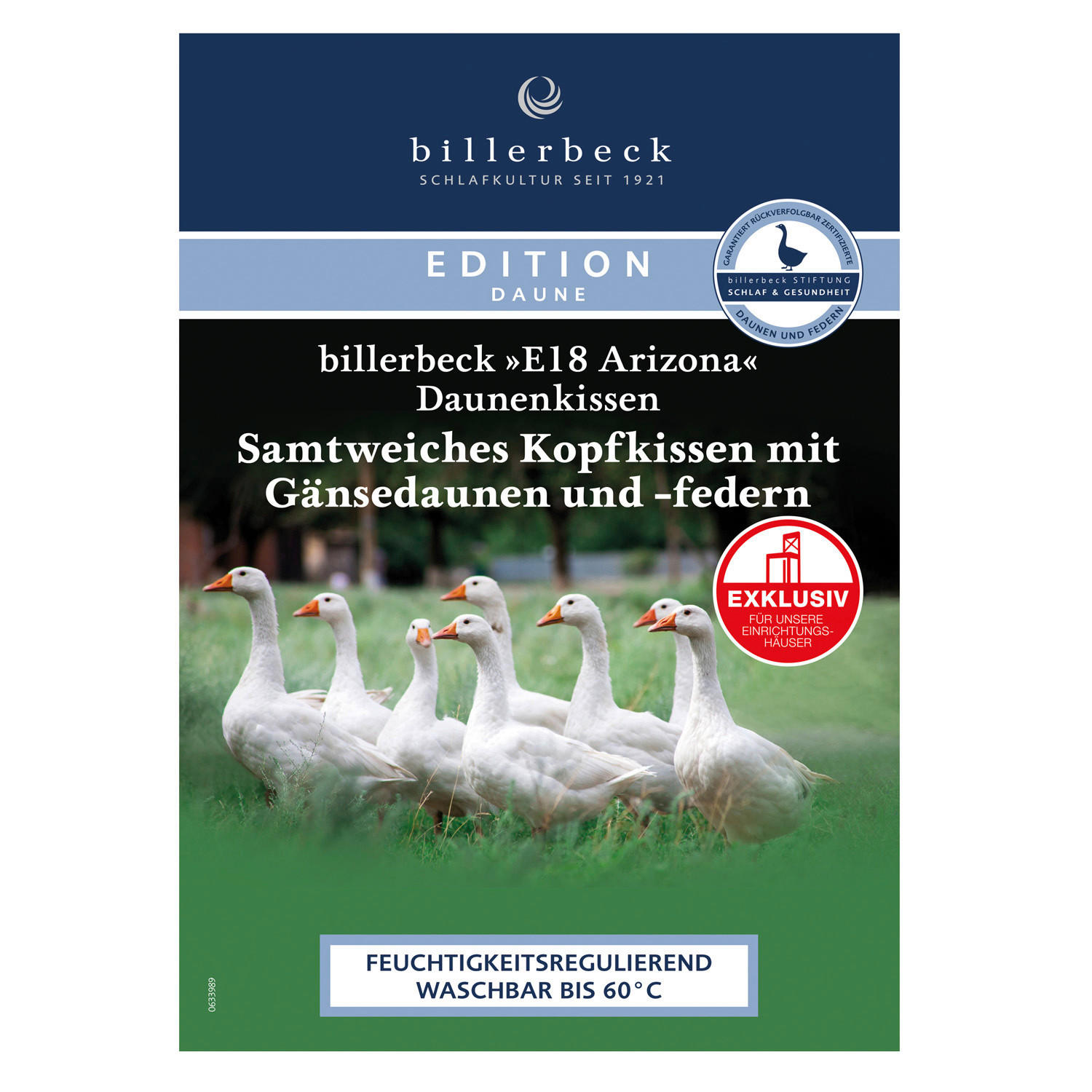 Thumbnail - Billerbeck Kopfkissen, Weiß, Textil, Füllung: Federn, Daunen, 80x80 cm, feuchtigkeitsregulierend, weich und anschmiegsam...