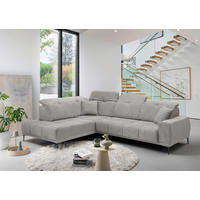 ECKSOFA Chenille Grau  - Schwarz/Grau, Basics, Textil/Metall (232/305cm) - Livetastic