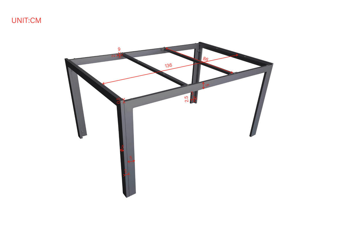 STOL VRTNI  siva, srebrne boje  metal, staklo      - siva/srebrne boje, Basics, staklo/metal (140/90/72cm) - Ambia Garden