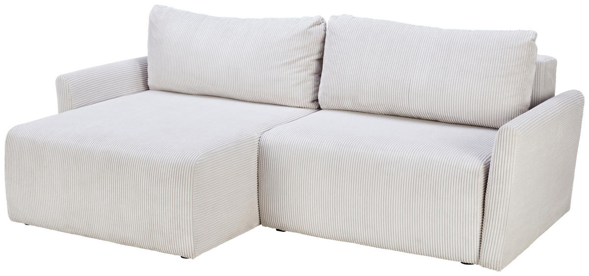 ECKSOFA in Cord Weiss  - Weiss/Schwarz, Konventionell, Kunststoff/Textil (228/146cm) - MID.YOU