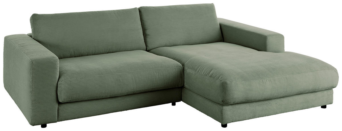 ECKSOFA in Cord Grün  - Schwarz/Grün, Design, Kunststoff/Textil (250/190cm) - Pure Home Lifestyle