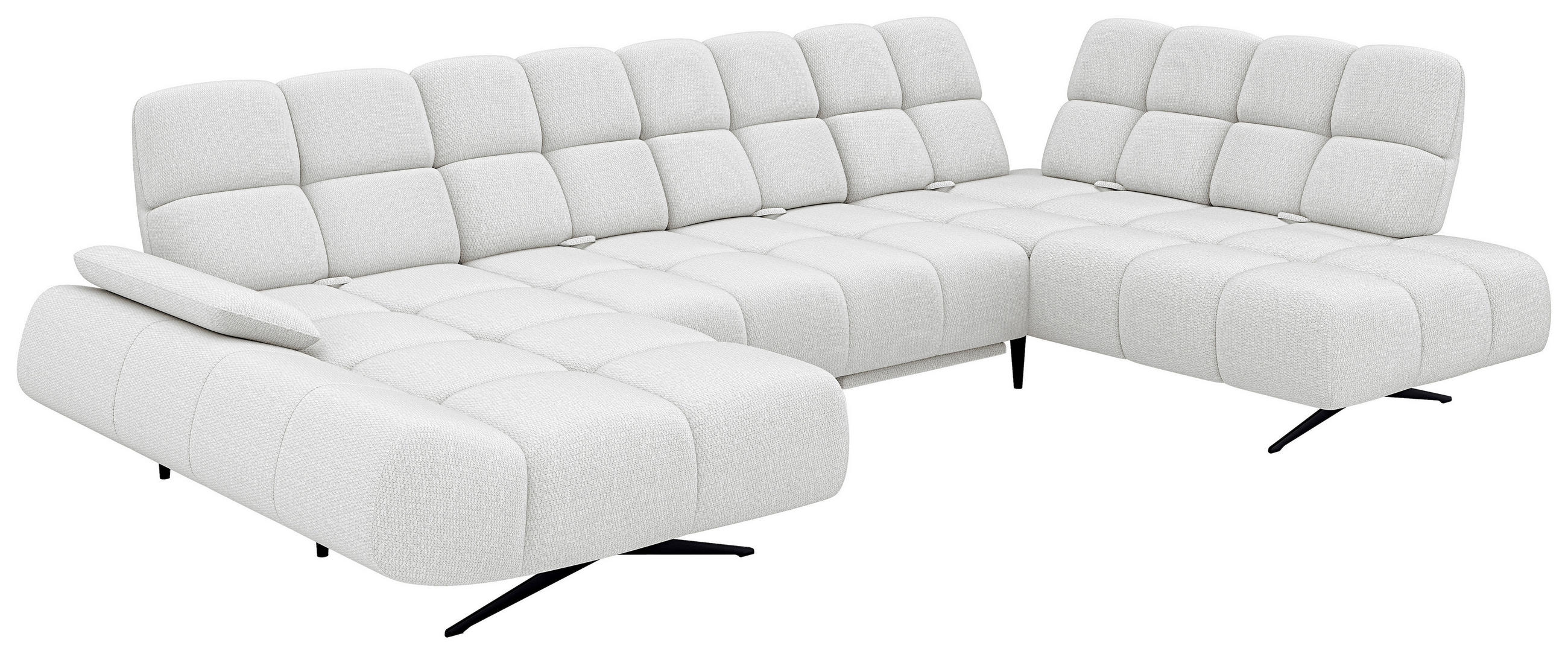 SOFFA i vävt tyg grå  - grå/svart, Design, metall/textil (343/355/91/172/176cm) - Belluti