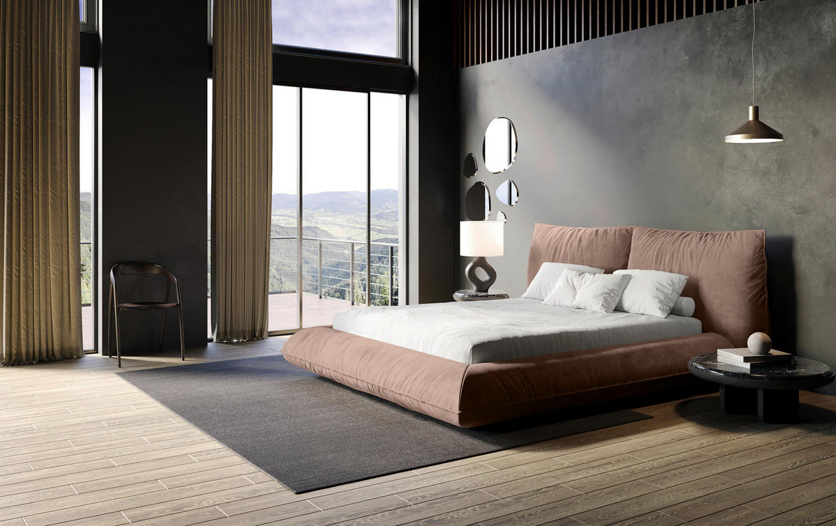 POLSTERBETT 160/200 cm,  in Braun,  - Schwarz/Braun, Design, Textil/Metall (160/200cm) - Belluti