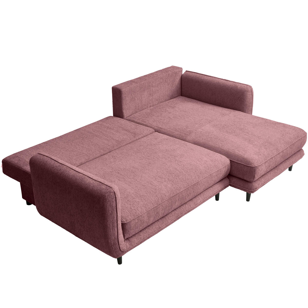 ECKSOFA in Struktur Altrosa  - Schwarz/Altrosa, Konventionell, Holz/Textil (247/170cm) - Carryhome