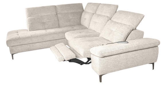 ECKSOFA Beige Webstoff  - Beige/Schwarz, KONVENTIONELL, Textil/Metall (225/288cm) - Carryhome
