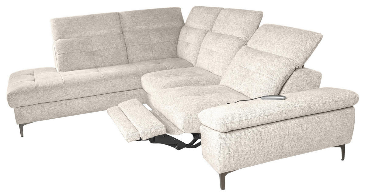 ECKSOFA Beige Webstoff  - Beige/Schwarz, KONVENTIONELL, Textil/Metall (225/288cm) - Carryhome