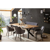 TISCHGRUPPE in Holz, Metall, Textil Grau, Naturfarben  - Naturfarben/Grau, MODERN, Holz/Textil (220/110/76,5cm) - Livetastic