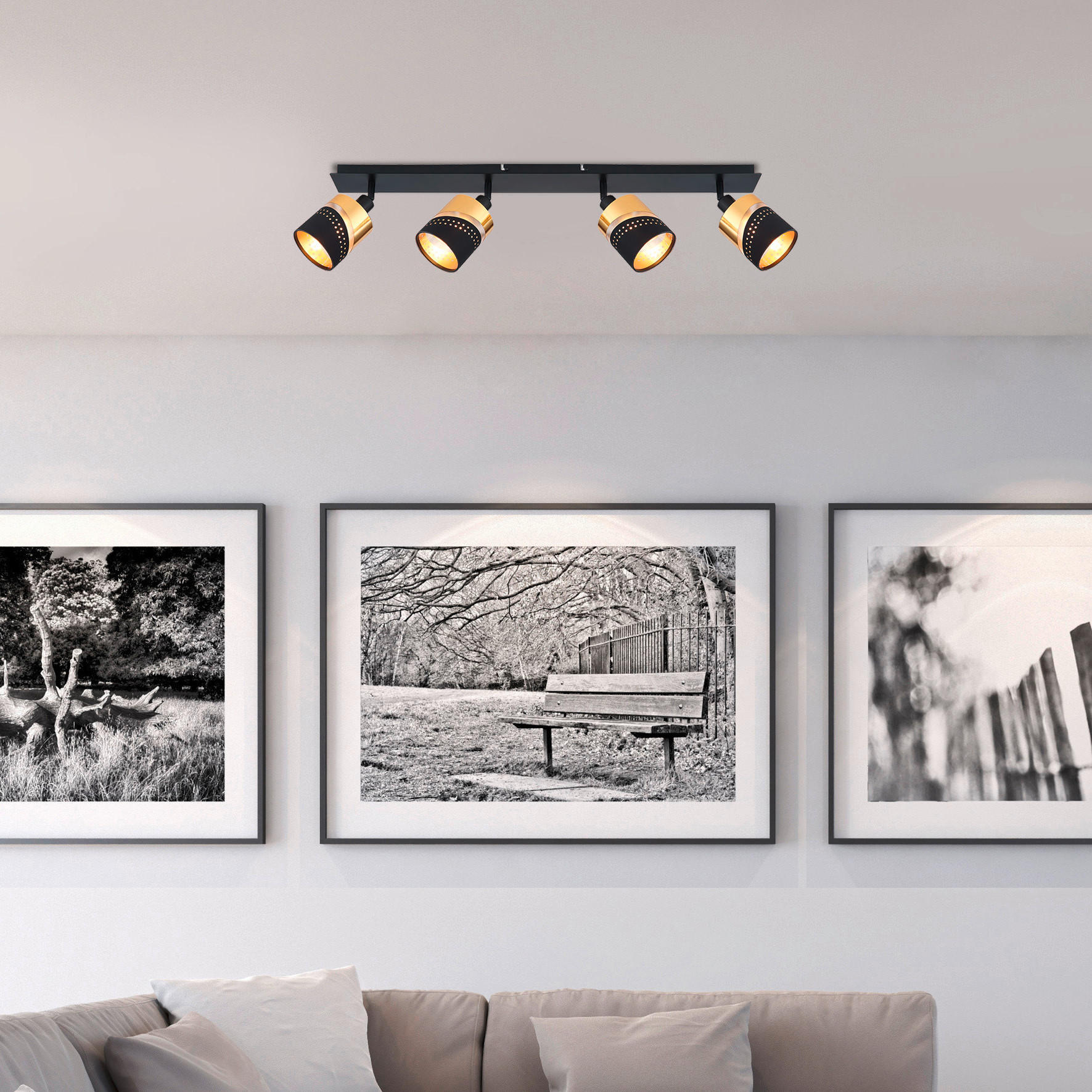 SPOTLIGHT 80/9/20,5 cm   - svart/guldfärgad, Design, metall/textil (80/9/20,5cm) - Globo