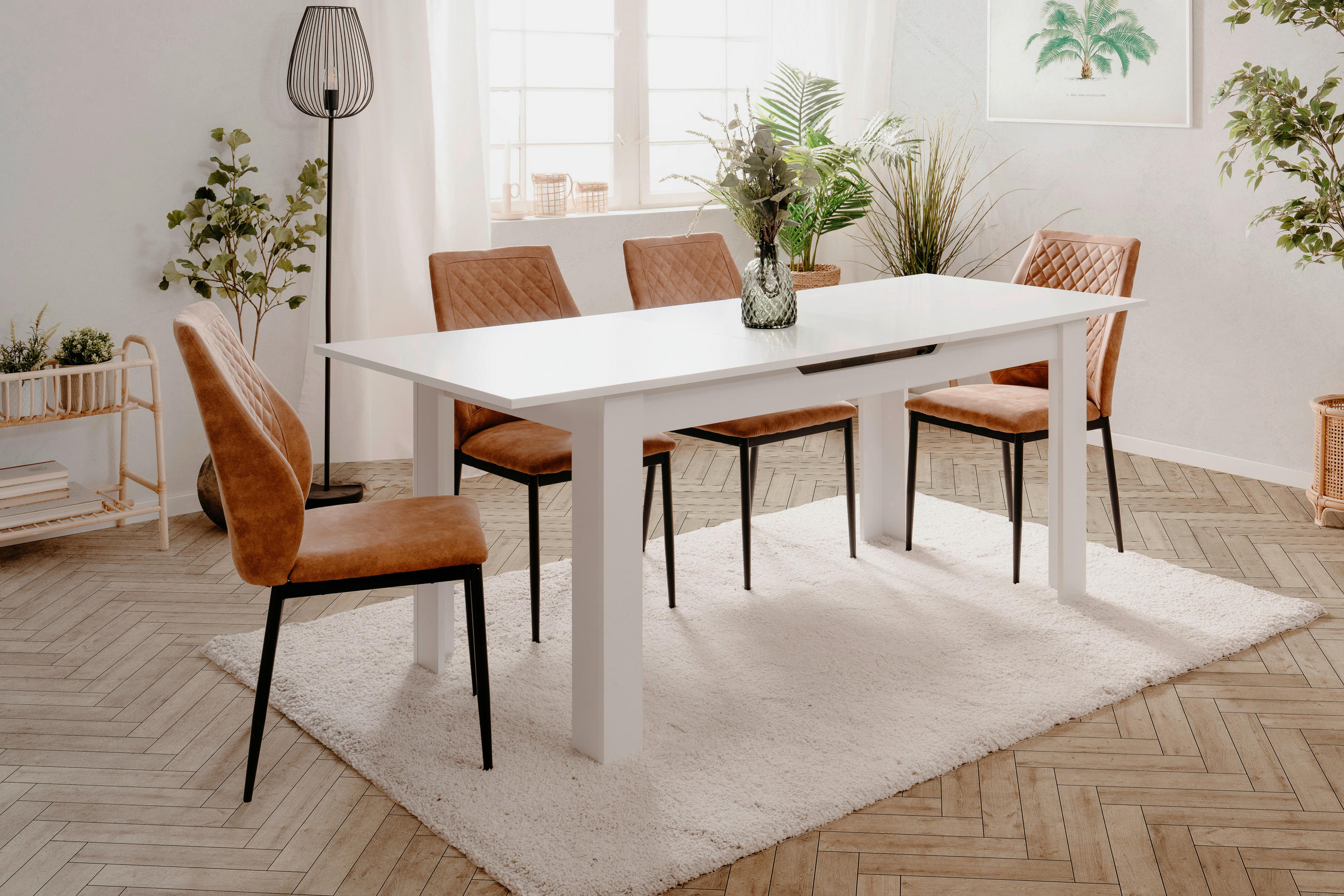 ESSTISCH Weiß rechteckig  ausziehbar  - Weiß, MODERN, Holzwerkstoff (160-200/80/75cm) - MID.YOU