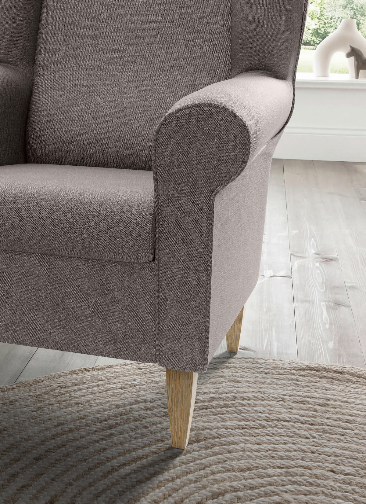 OHRENSESSEL Struktur Braun  - Naturfarben/Braun, Konventionell, Holz/Textil (80/102/86cm) - Livetastic