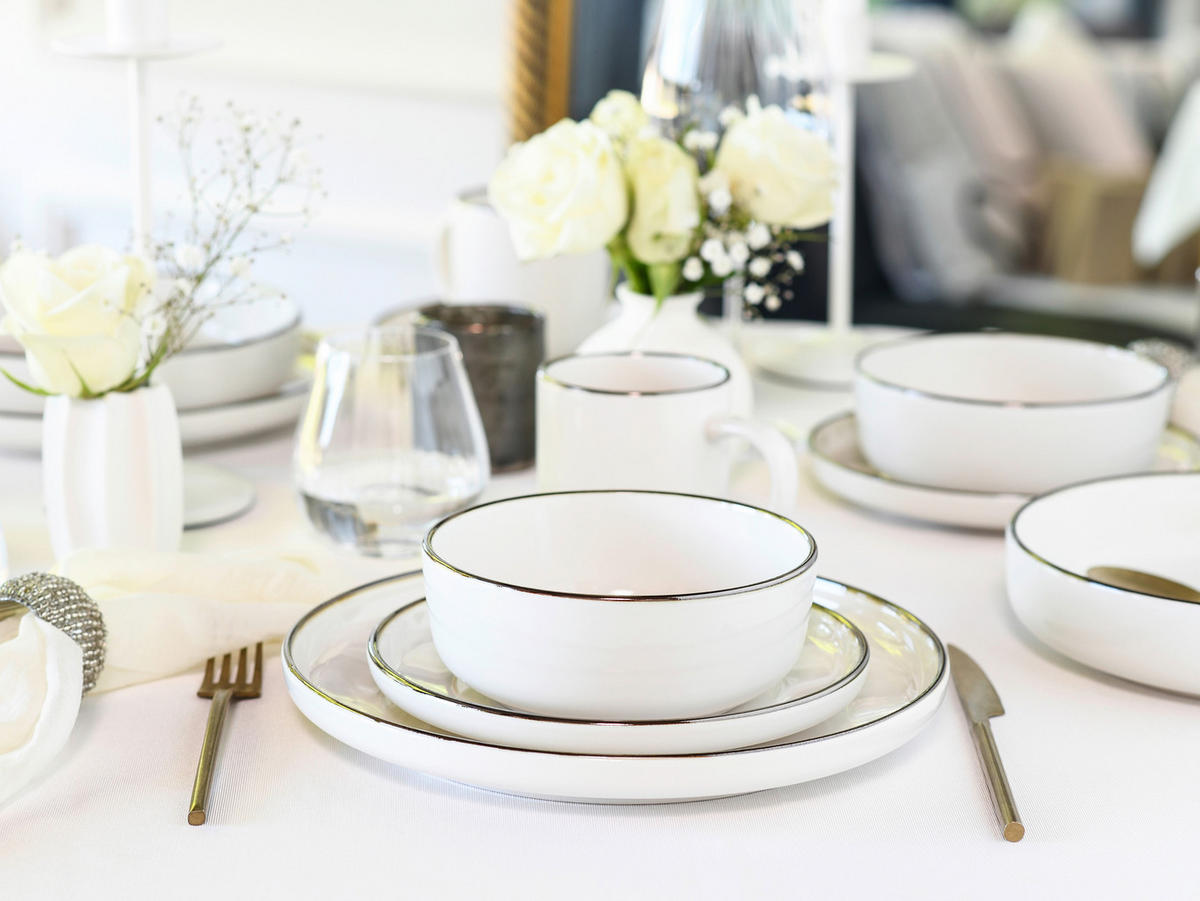 KOMBISERVICE Nordic Festive Creme 10-teilig  - Goldfarben/Creme, Basics, Keramik - Creatable