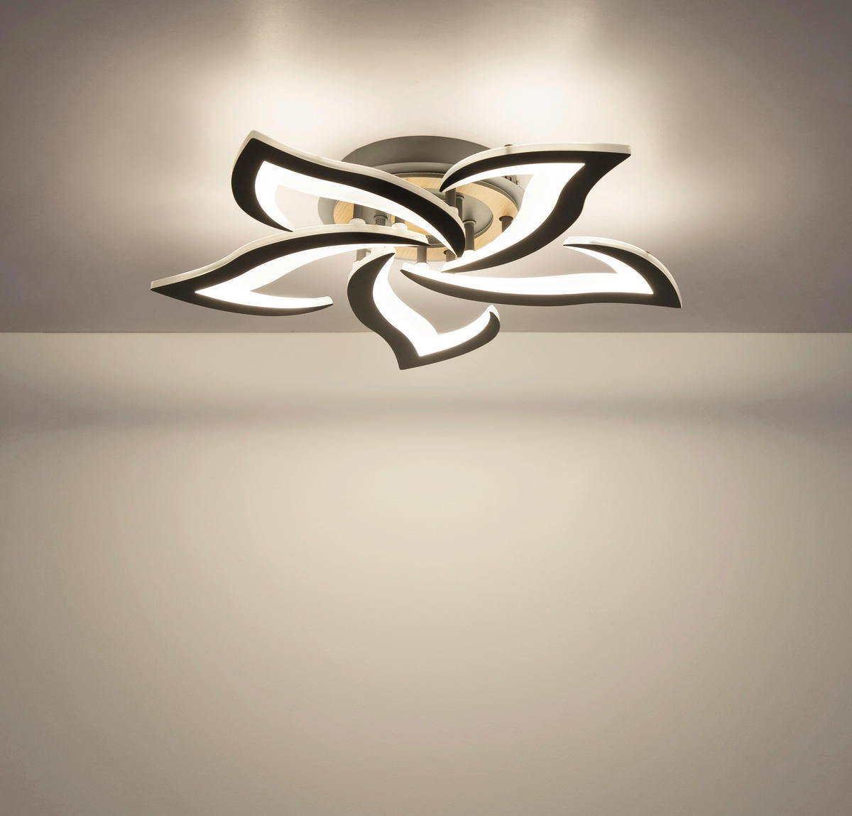 LED-DECKENLEUCHTE Lavonne 55/8,8 cm  - Opal/Schwarz, Design, Kunststoff/Metall (55/8,8cm) - Globo