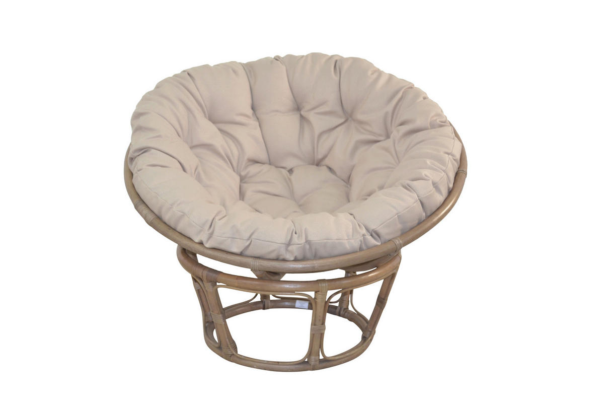 SESSEL Grau    - Creme/Grau, Natur, Holz/Textil (100/100/60cm) - MID.YOU