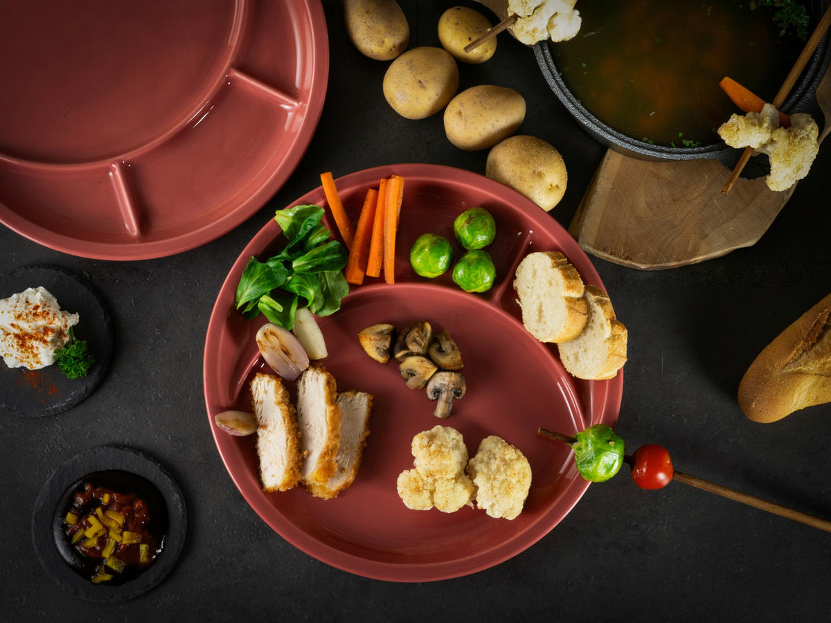FONDUETELLER Universal  27 cm   - Rot, Basics, Keramik (27cm) - Creatable