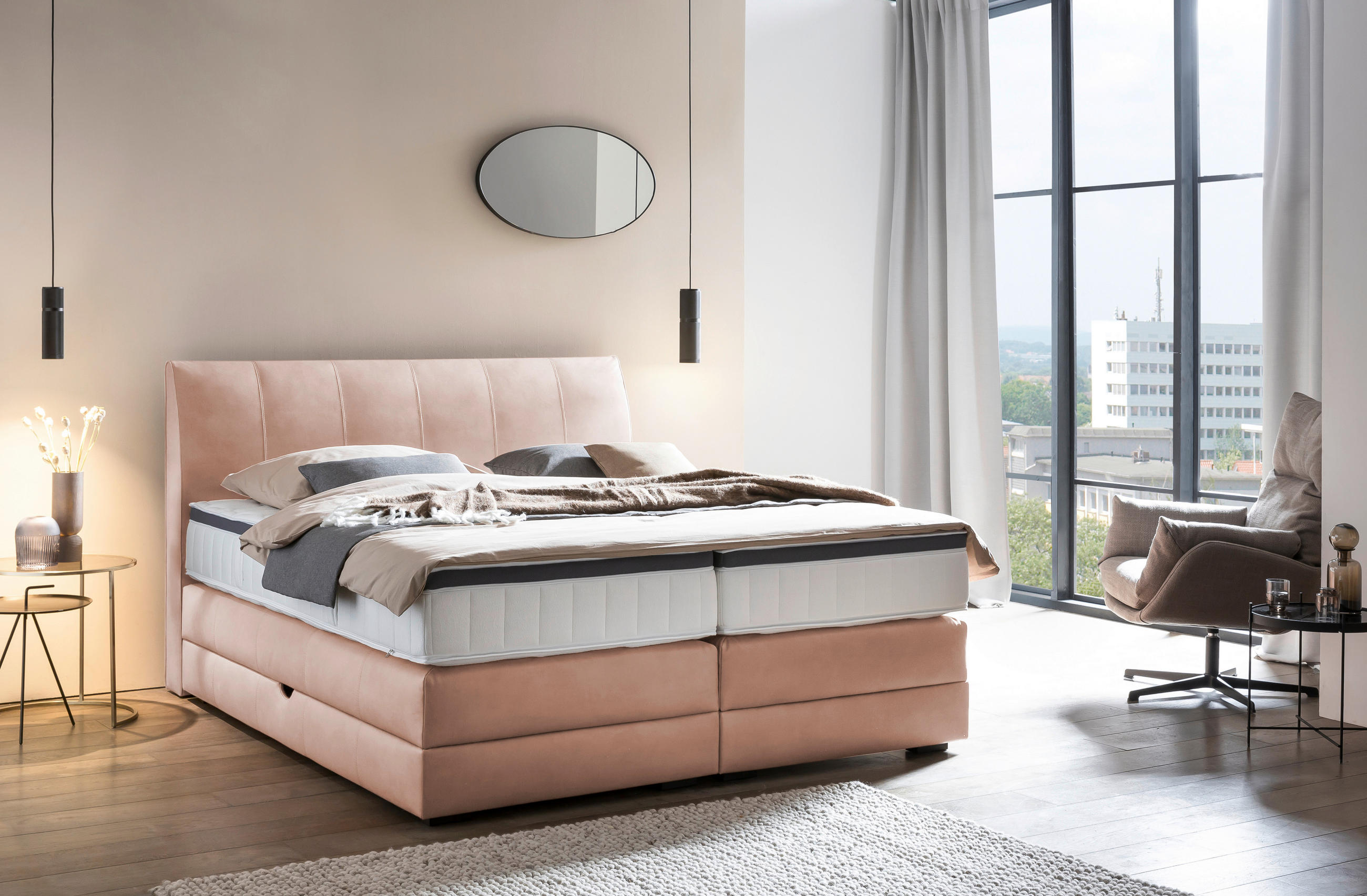 BOXSPRINGBETT 180/200 cm  in  - Wengefarben, KONVENTIONELL, Holz/Textil (180/200cm) - Novel