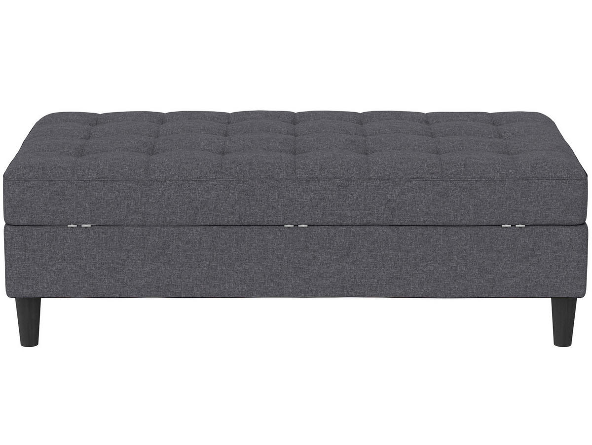HOCKER PALERMO Webstoff, Leinenoptik Grau  - Schwarz/Grau, Basics, Kunststoff/Textil (130/43/69cm) - Livetastic