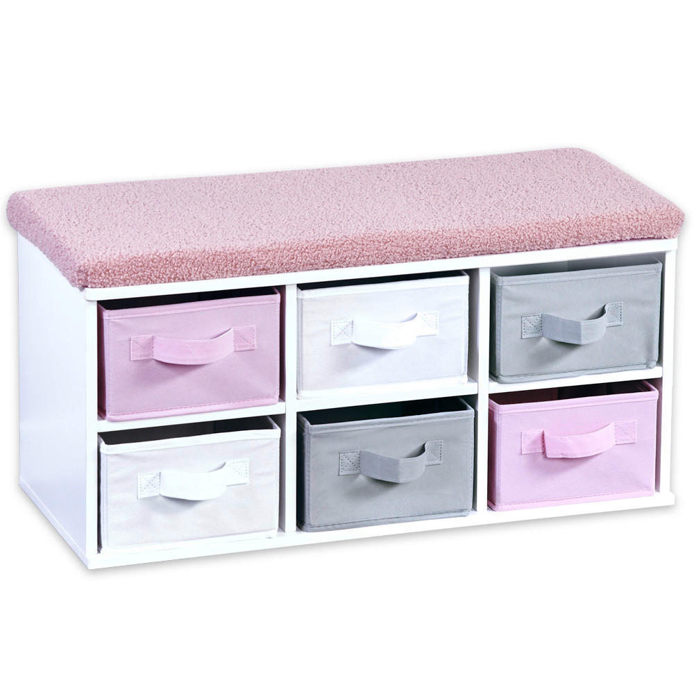 KINDERSITZBANK - Pink/Hellgrau, Basics, Holzwerkstoff/Textil (68/31/29,5cm) - Kesper