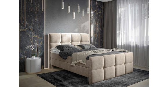BOXBETT 180/200 cm in Taupe - Taupe/Chromfarben, Design, Holz/Holzwerkstoff (180/200cm) - Esposa