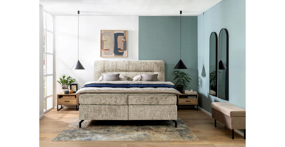 BOXSPRINGBETT 180/200 cm,  in Hellbraun, Topper, H2 + H3 = mittel + fest  - Hellbraun/Schwarz, Design, Textil/Metall (180/200cm) - Esposa