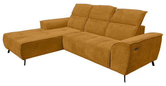 ECKSOFA Currygelb Cord  - Currygelb/Schwarz, KONVENTIONELL, Textil/Metall (196/290cm) - Carryhome