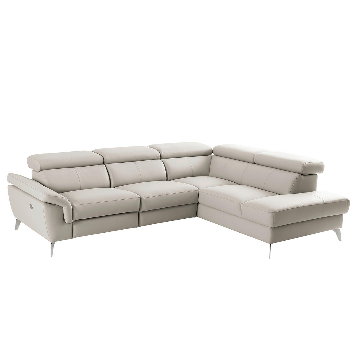 ECKSOFA  in Lederlook Echtleder Platinfarben  265/210 cm  - Platinfarben/Chromfarben, Design, Leder/Textil (265/210cm) - Livetastic