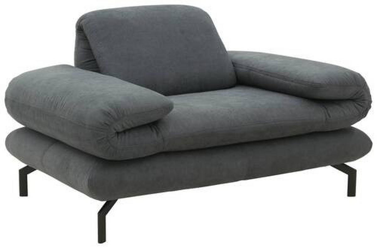 SESSEL mit Funktion in Webstoff Dunkelgrau  - Dunkelgrau/Schwarz, Design, Textil/Metall (139 (197)/83 (110)/98cm) - LOOKS by W.Joop