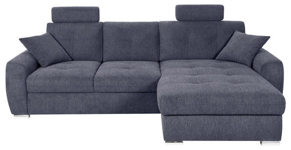 ECKSOFA in Mikrofaser Blau  - Chromfarben/Blau, MODERN, Kunststoff/Textil (276/193cm) - Hom`in