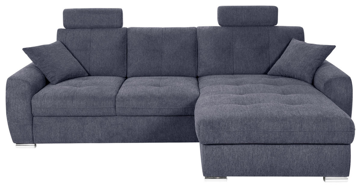 ECKSOFA in Mikrofaser Blau  - Chromfarben/Blau, Modern, Kunststoff/Textil (276/193cm) - Hom`in