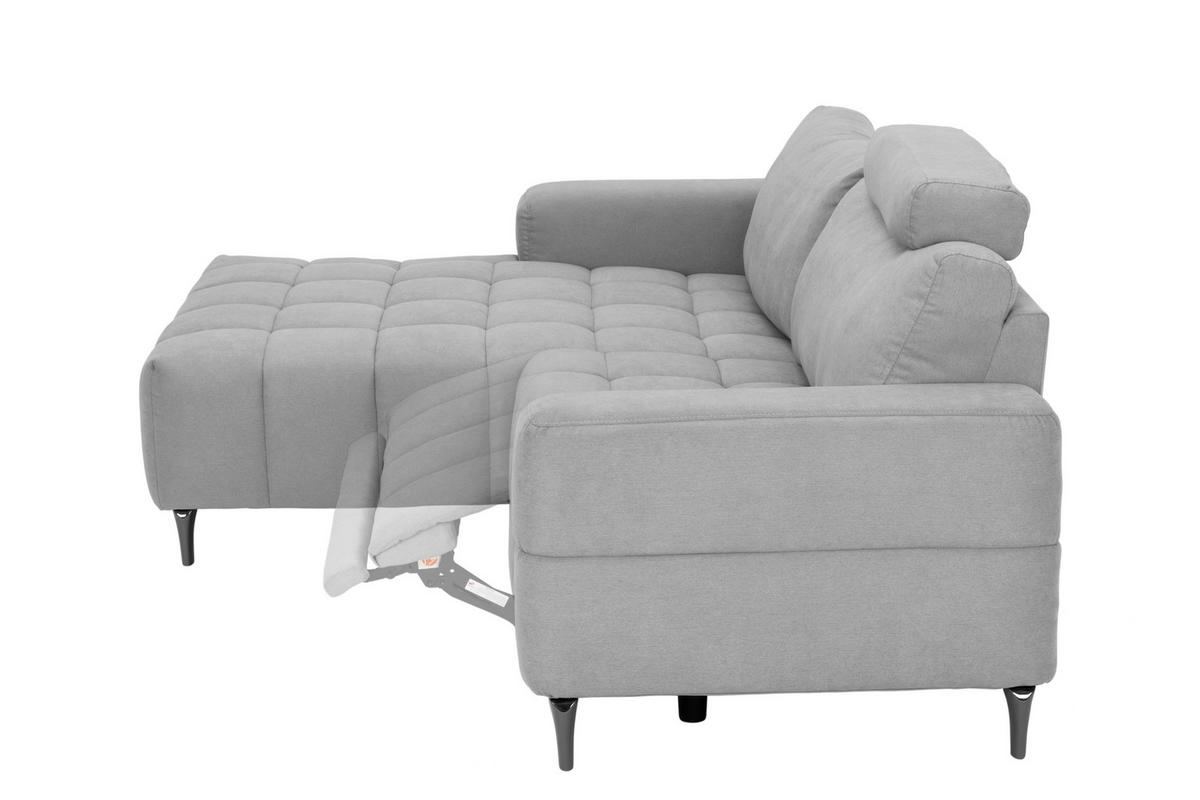 ECKSOFA in Mikrofaser Hellgrau  - Silberfarben/Hellgrau, Design, Textil/Metall (161/242cm) - Livetastic
