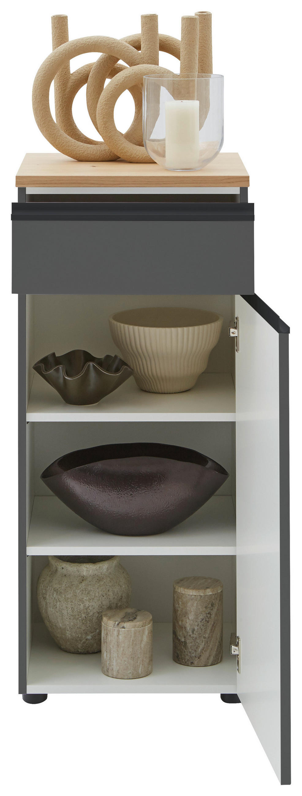 Dieter Knoll Kommode Grau, Eiche 45x102x41 cm