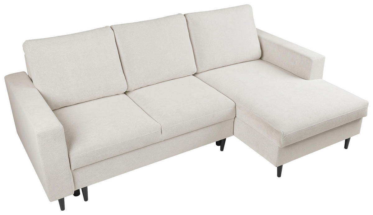 ECKSOFA in Struktur Beige  - Beige/Schwarz, Modern, Holz/Kunststoff (230/145cm) - MID.YOU