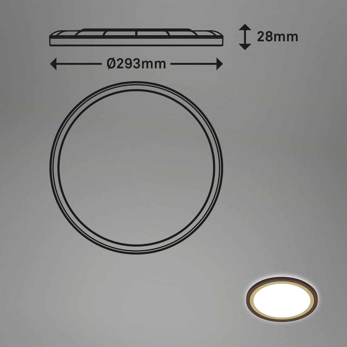 LED PLAFONJERA - braon, Osnovno, plastika (29,3/2,8cm)