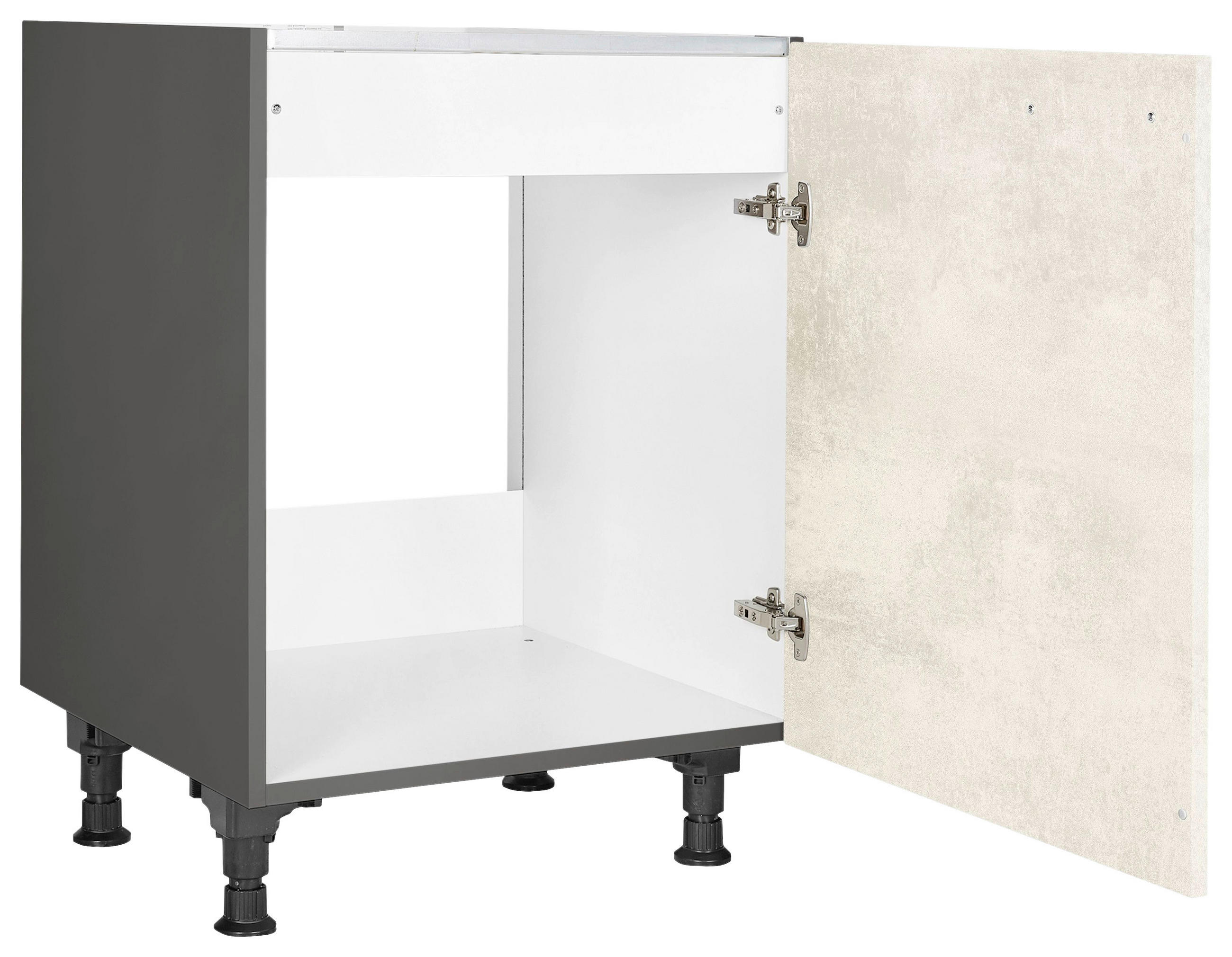 SPÜLENUNTERSCHRANK 60/87/56 cm  in Weiß  - Schieferfarben/Edelstahlfarben, MODERN, Holzwerkstoff/Metall (60/87/56cm) - Nobilia