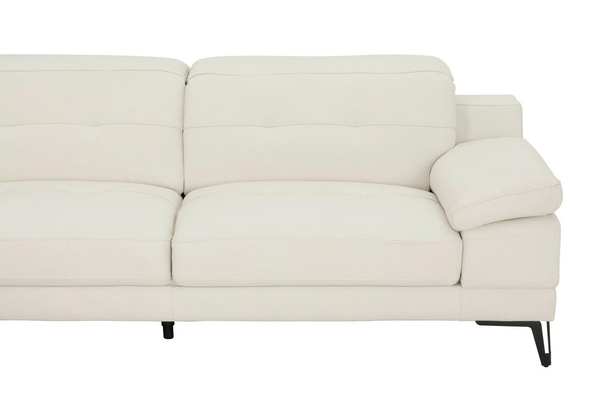 ECKSOFA Weiß Echtleder  - Schwarz/Weiß, MODERN, Leder/Metall (224/287cm) - MID.YOU