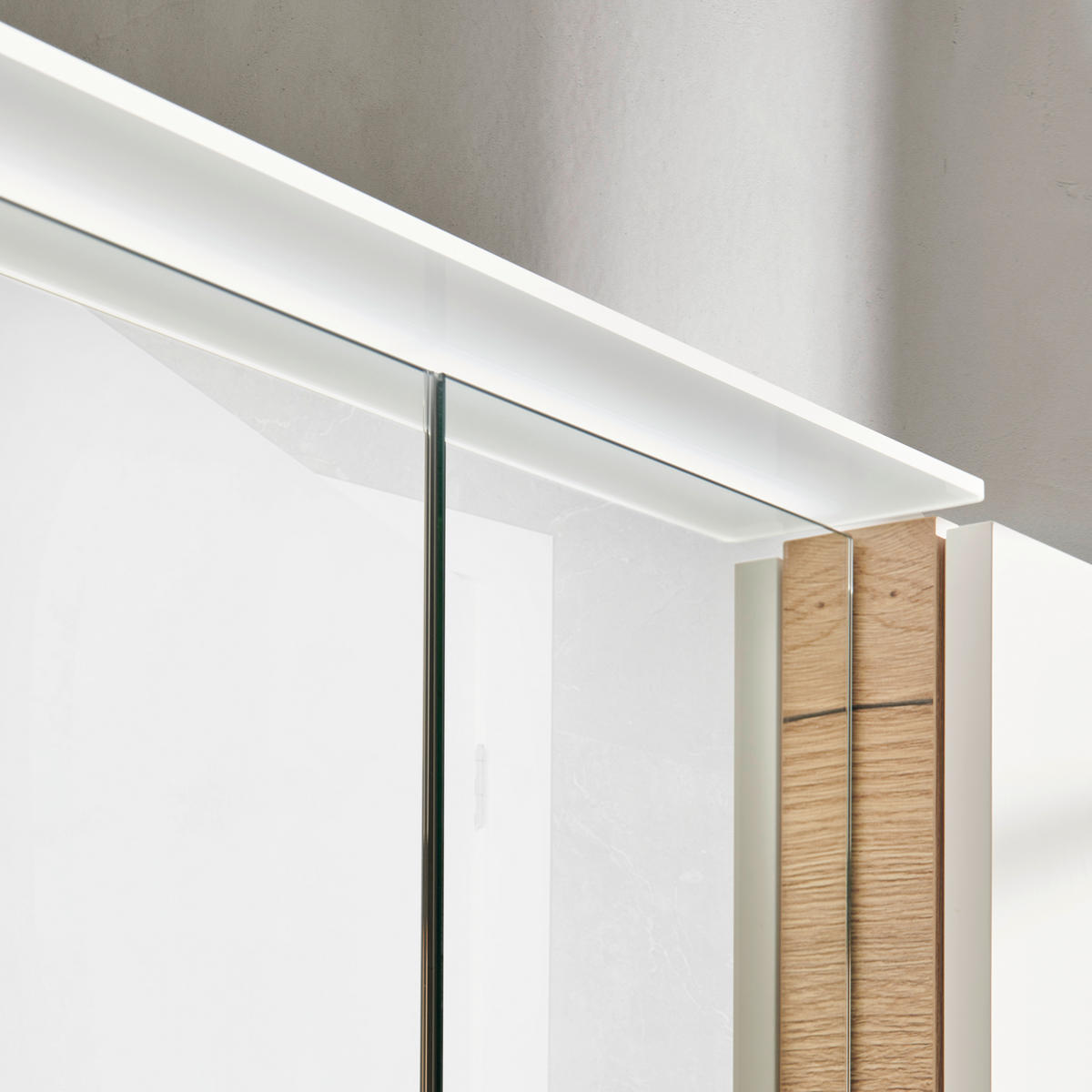 BADEZIMMER  in 180 cm  - Edelstahlfarben/Eichefarben, KONVENTIONELL, Glas/Holzwerkstoff (180cm) - Moderano